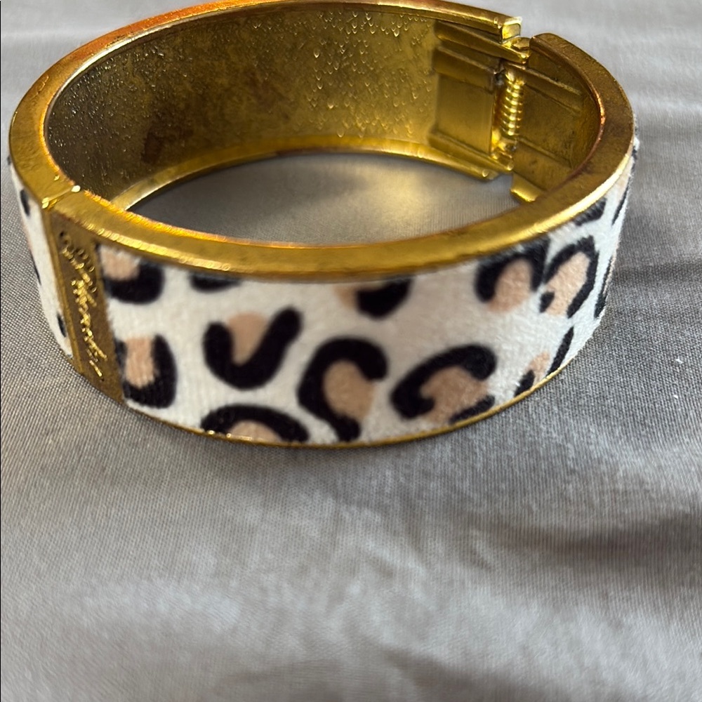 Leopard Print Gold Bangle Bracelet